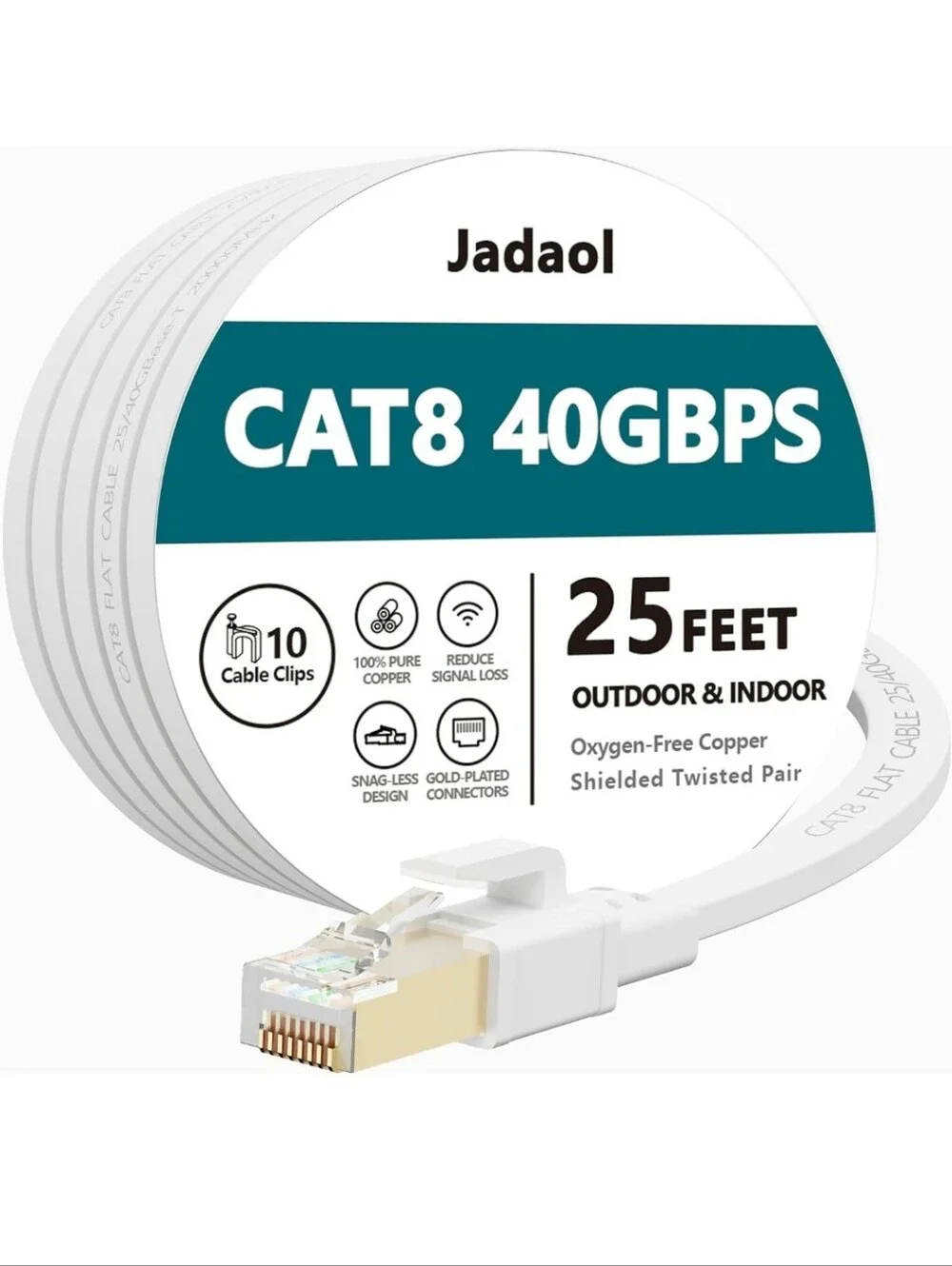 NWT Jadaol CAT8 40Gbps Ethernet Cable - White